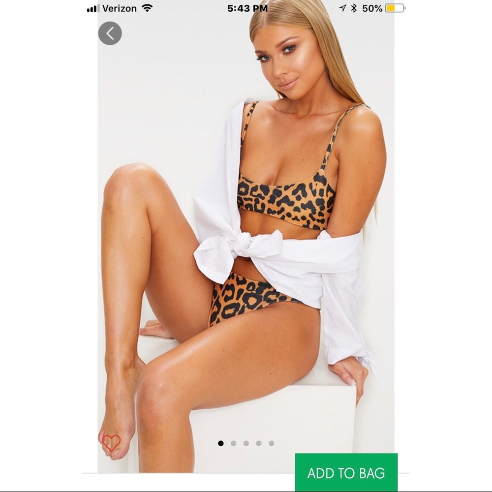 PrettyLittleThing cheetah swimsuit top